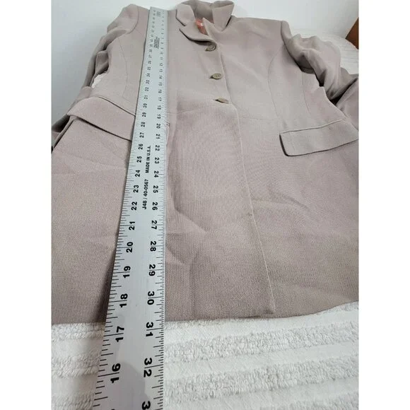 Vintage Emanuel Ungaro Womens Size 12/46 Petite Beige Three-Button Blazer Jacket